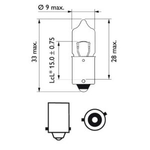 H6 BAX9s 12v Philips 12036 миниатюрная галогенная лампа