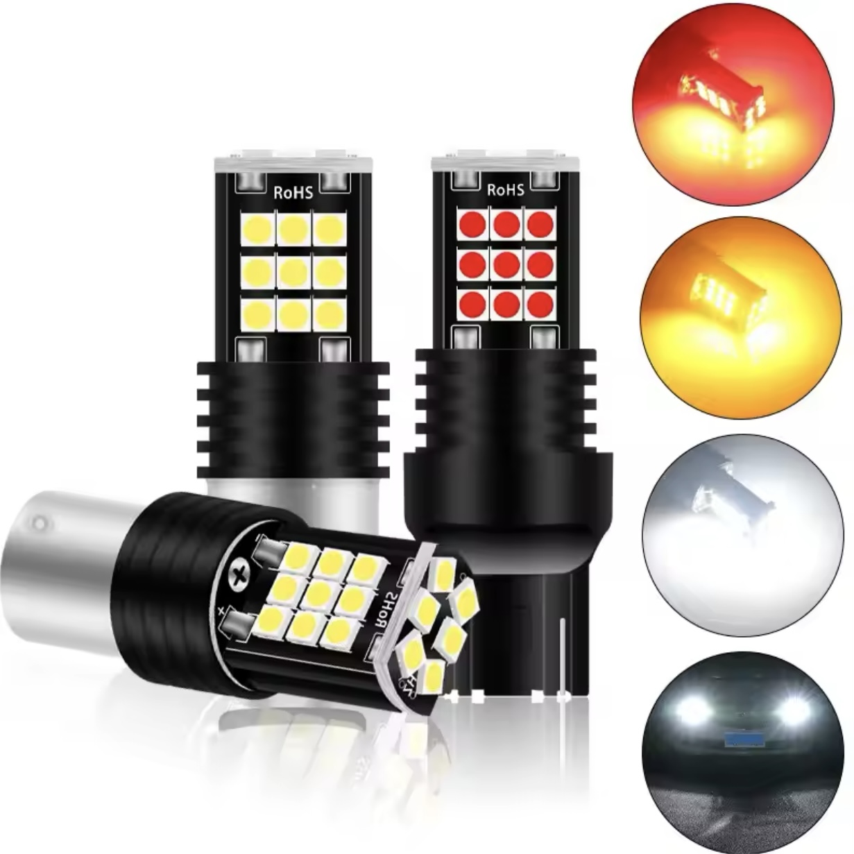 Світлодіод W21/5W(W3*16d) T20(7443) 24smd 3030 червоний 1 шт