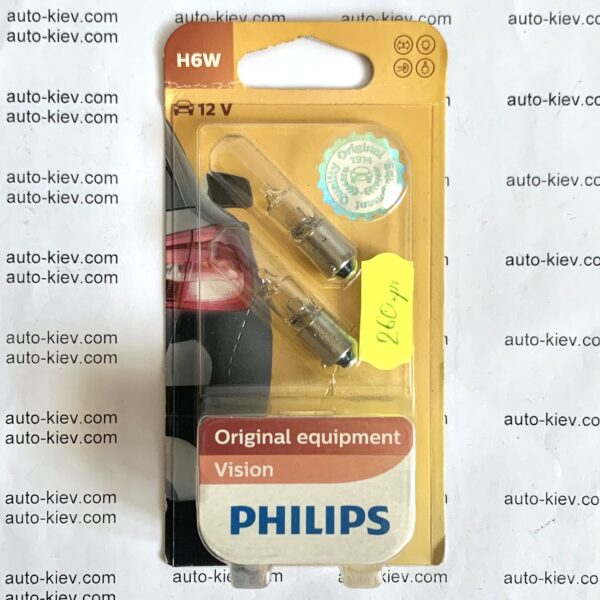 Автолампа Philips Vision H6W BAX9s 6 W прозора 12036B2