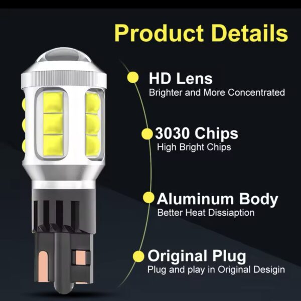 Світлодіод Т15(W16W) 16smd 3030 драйвер canbus 4000lm 2 шт