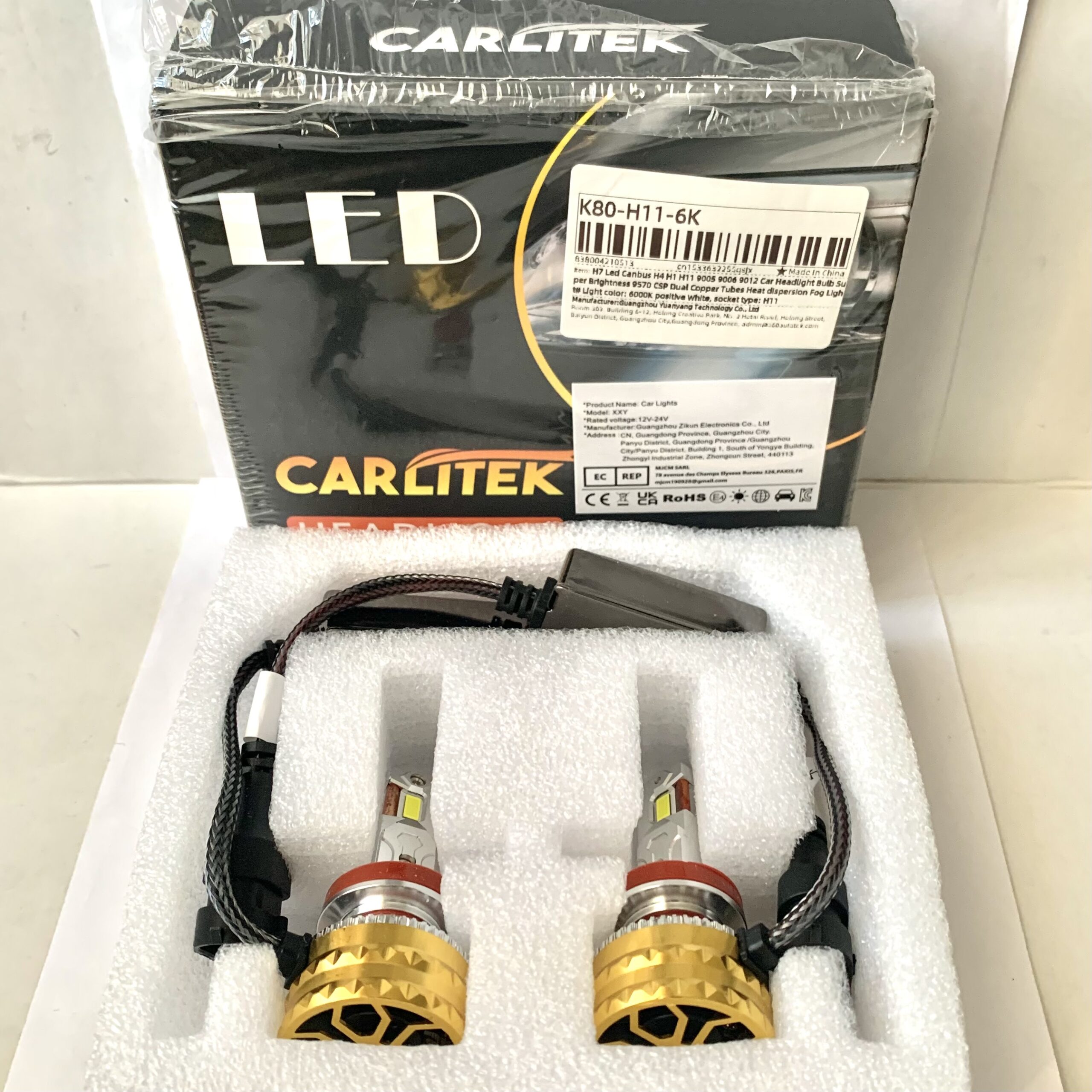 H8/H9/H11 led лампи CARLITEK K80 9570(CSP) 6000K 32000Lm 110W 9-16v CANbus 2 шт - Зображення 3