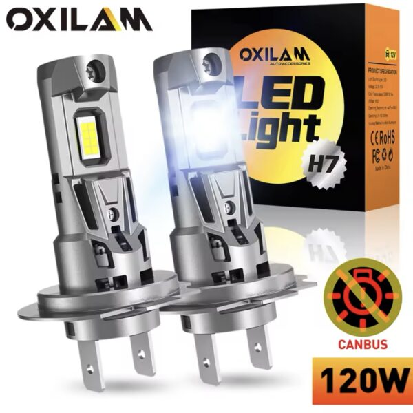 H7 led лампи OXILAM 6040smd 6500K 22000Lm 120W 9-18v CANBUS 2 шт