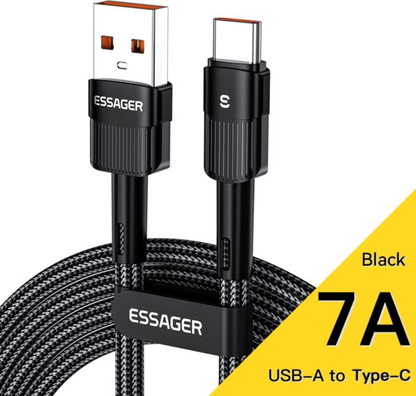 Кабель ESSAGER Star USB Type-C 7A 66W QC3.0 black 2м (EXCT-XCA01)