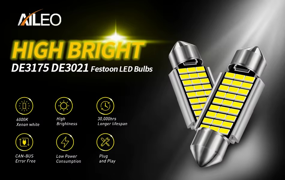 LED C10W (Festoon 13×41) AILEO 33smd 3014 SV8.5 2400Lm 12v CANBUS драйвер 1 шт.