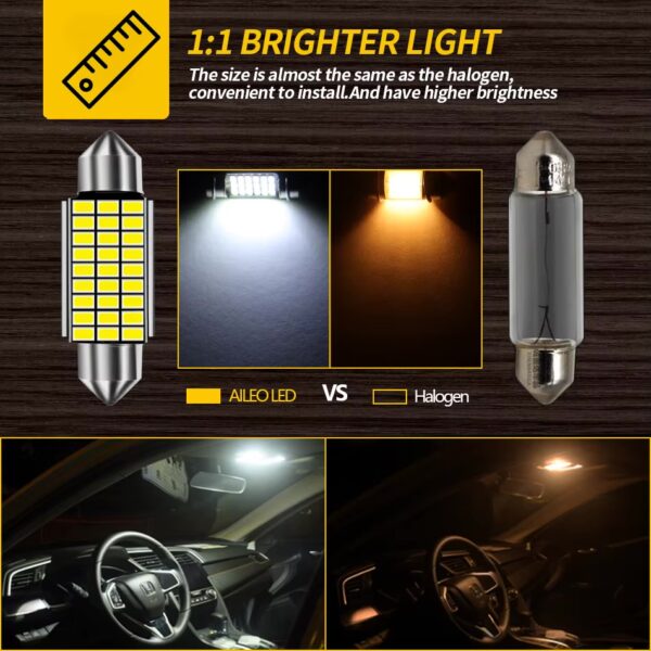 LED C10W (Festoon 13×41) AILEO 33smd 3014 SV8.5 2400Lm 12v CANBUS драйвер 1 шт.