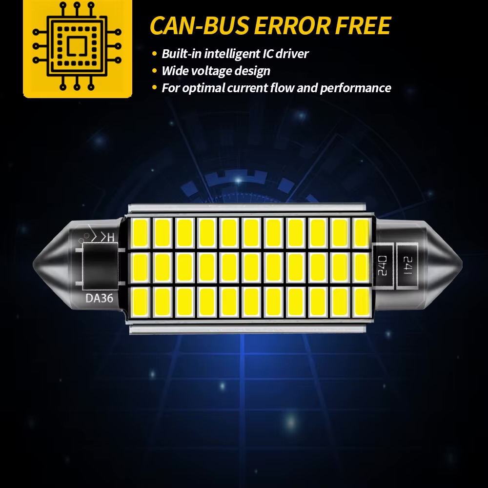 LED C10W (Festoon 13×41) AILEO 33smd 3014 SV8.5 2400Lm 12v CANBUS драйвер 1 шт.