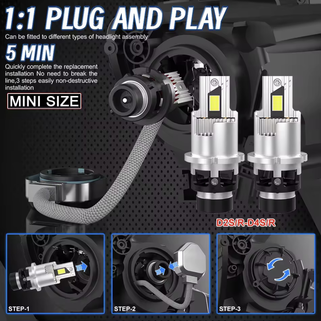 D2S/R led лампи Dualvision 9570(CSP) 6000K 100000Lm 170W 12v CANBUS 2 шт