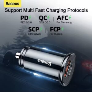 Автомобільний зарядний пристрій Baseus PD 3.0/2.0 30W/5A 12-24v модель BS-C16C1-X