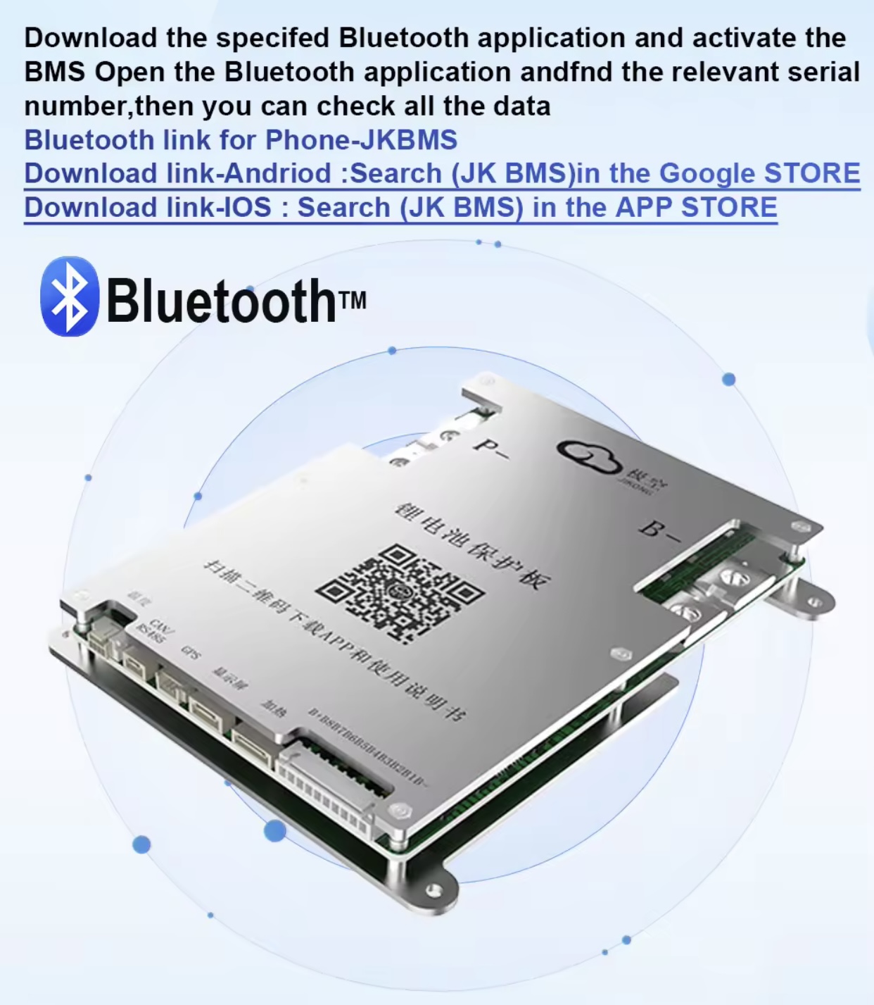  BMS JK SAMRT B2A8S20P-HC (200A 12v-24v) з активним балансом 2A та підігрівом нове