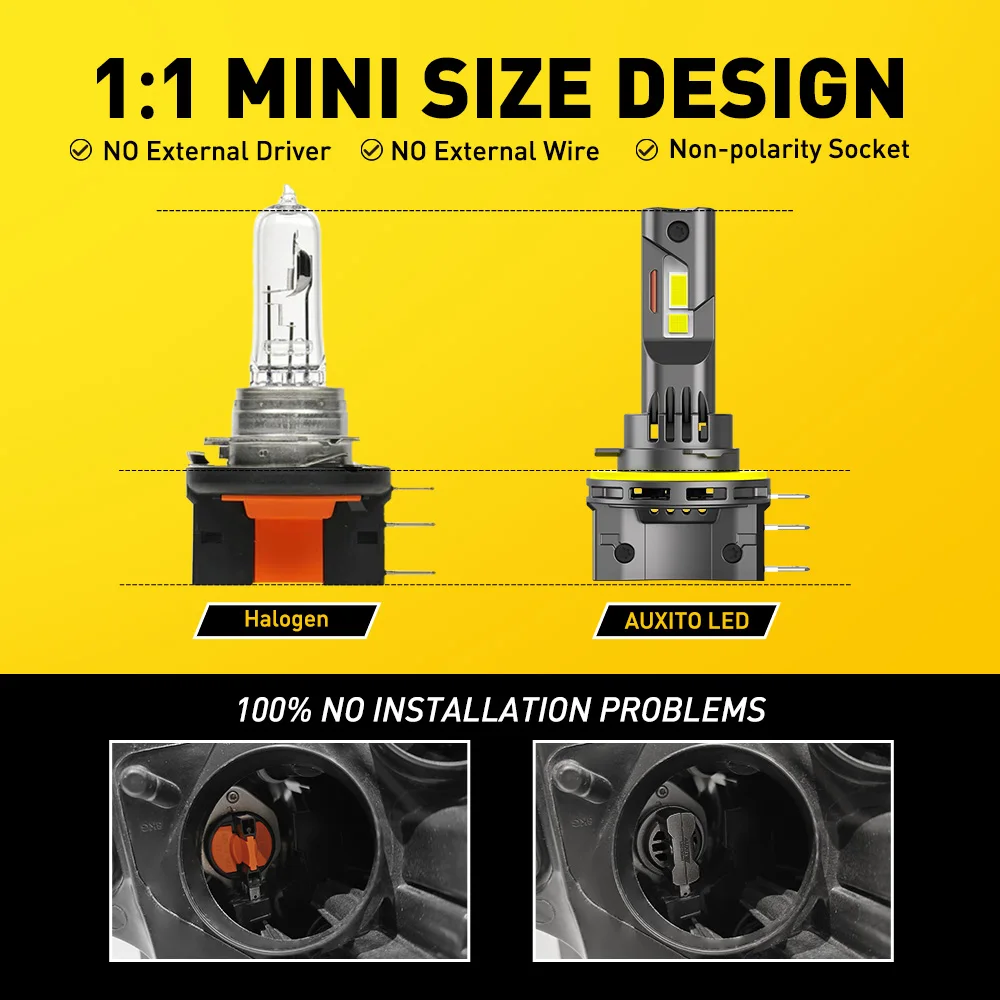 H15 Led лампи AUXITO GF 6500K  30000Lm 60w/50w/15w  9-30v 2 шт
