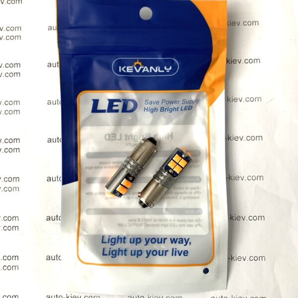 Світлодіод T8.5 (H21W) BAY9S 3000K 10smd 3030 canbus 12v (жовтий) 2 шт комплект