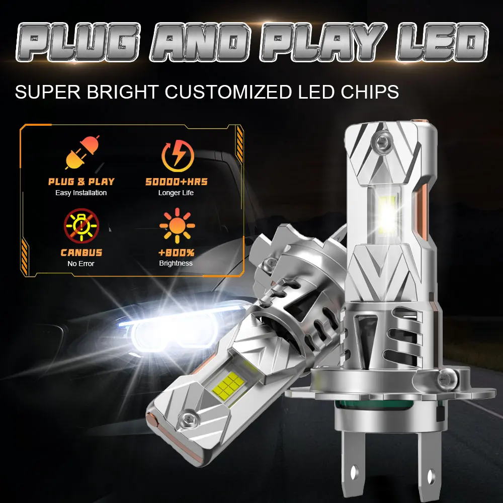 H7 led лампи HENG CHUAN LI TUO 7035(CSP) 600K Білий 22000Lm 110W 9-16 CANBUS 2 шт