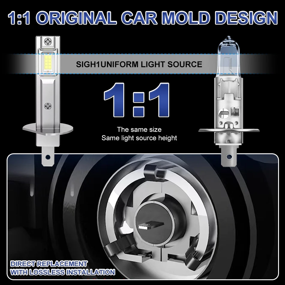 H1 led лампи DUALVISION 3000K 7585(CSP) 20000Lm 60W 9-36v CANBUS 2 шт жовта
