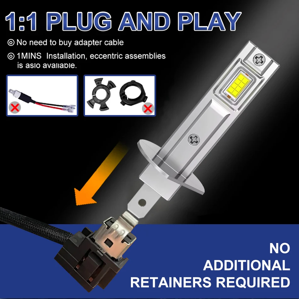 H1 led лампи DUALVISION 3000K 7585(CSP) 20000Lm 60W 9-36v CANBUS 2 шт жовта