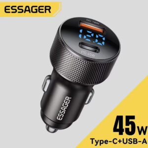 Автомобільний зарядний пристрій ESSAGER ES-CC21 PD45W USB+Type-C 12-24v