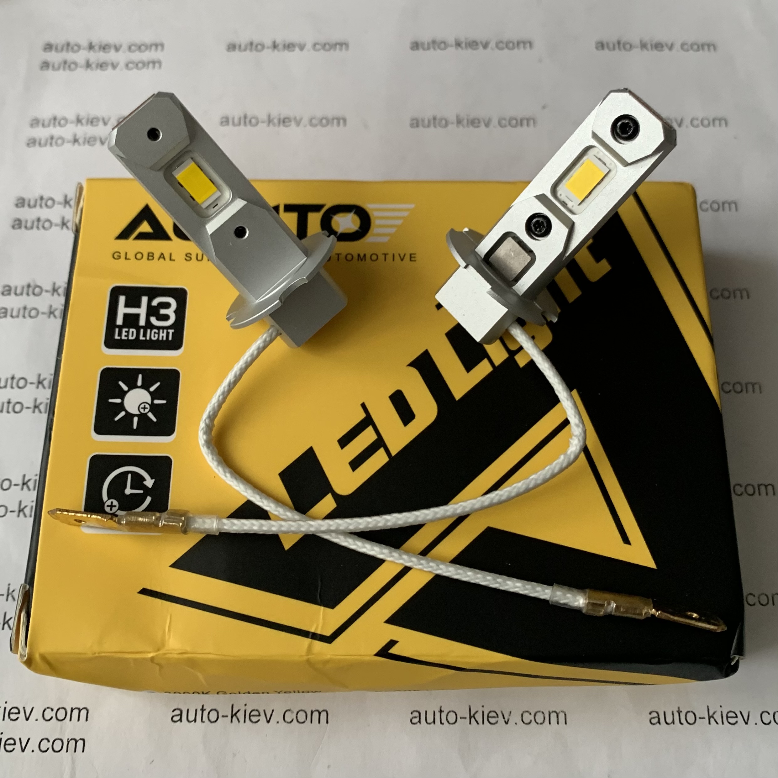 H3 LED лампи AUXITO 6040SMD 3000K 3000Lm 17W 9-16в CANBUS 2шт. Жовтий колір