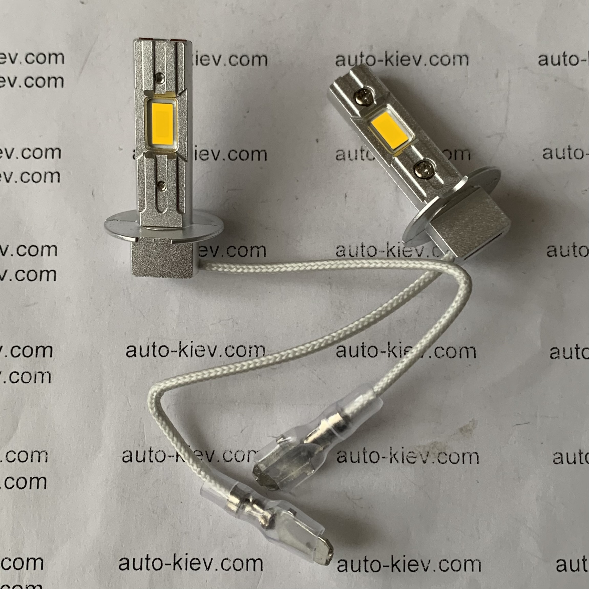 H3 led ламп S&D 3570(CSP) 3000K 30000Lm 100W 9-36v Canbus 2шт. Жовтий колір - Зображення 3