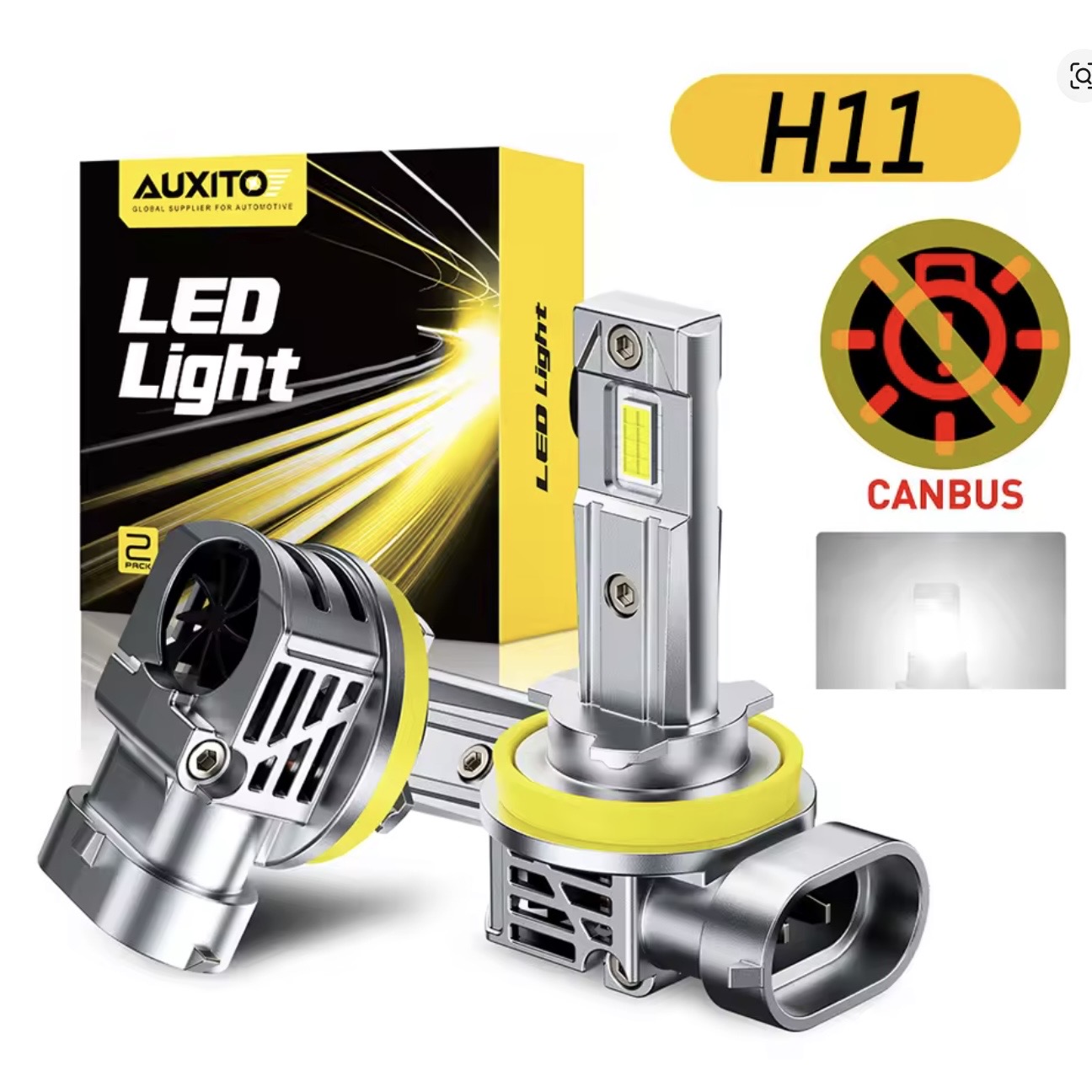 Автолампи H8, H9, H11, H16JP AUXITO M6S 6500K 30000Lm 70W 9-18v CANBUS 2 шт