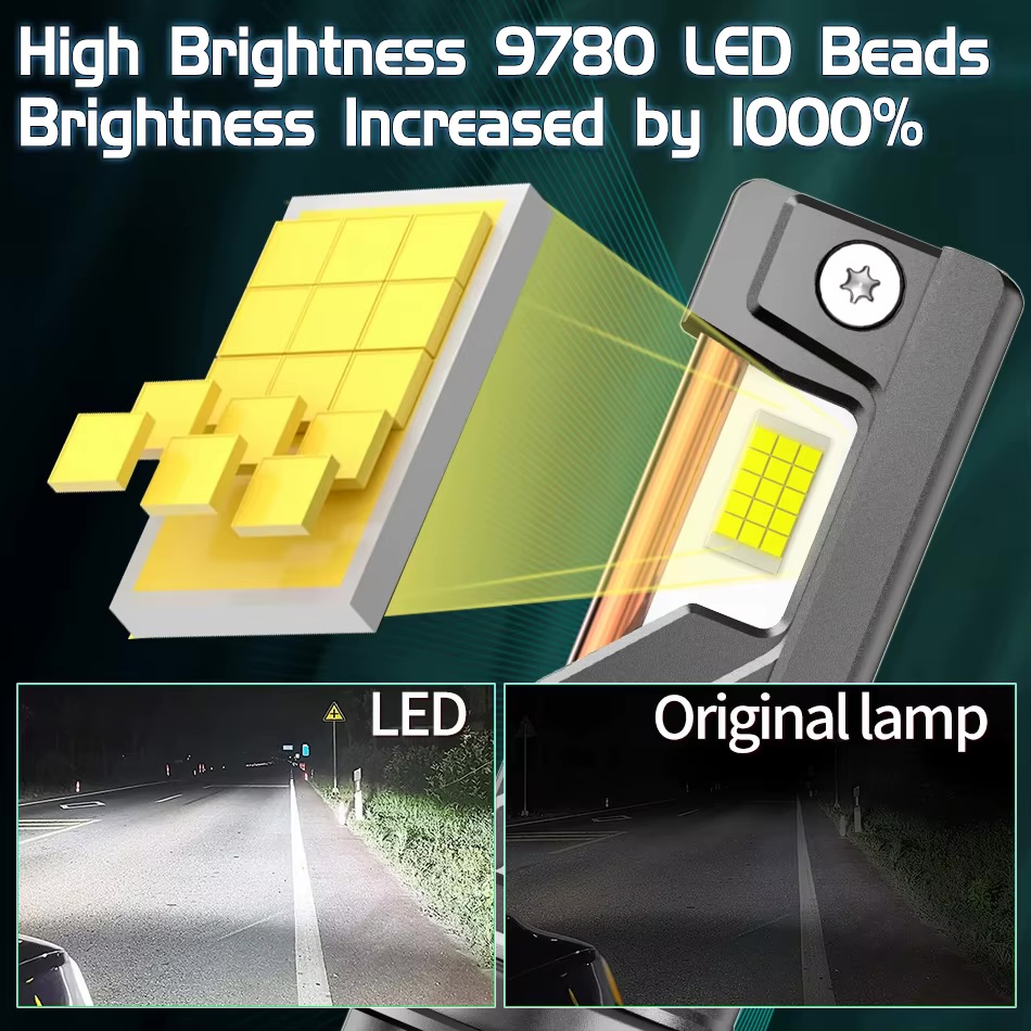 H7 led лампи Dualvision TR16 9780(CSP) 6000K 120000Lm 160W 9-16v CANBUS 2 шт - Зображення 4